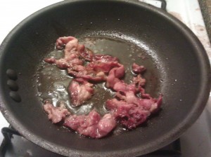 Beef Bacon in a pan