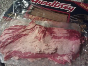 Beef Bacon raw, w/packaging